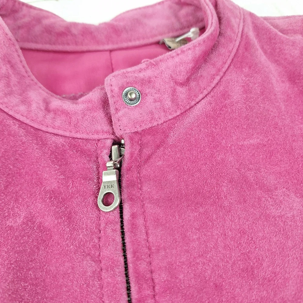 INC International Concepts Suede Pink XL Womens Jacket Silver Colored Zippers - Picture 10 of 16